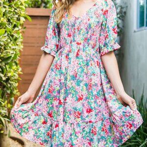 New never worn Flowy Floral Multicolor Dress